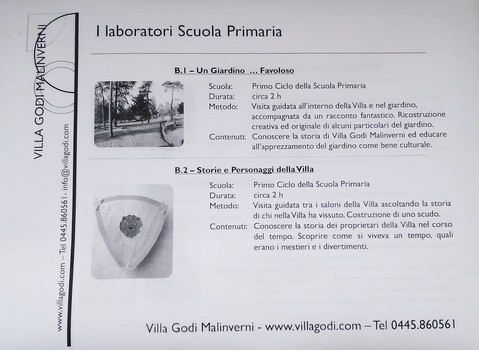Presentazione della Nuova Iniziativa di School Educational di Villa Godi Malinverni - laboratori scuola primaria 1